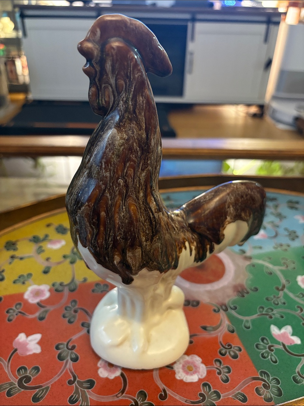 Vintage Pennsbury Brown and White Ceramic Rooster Figurine 50/60s era